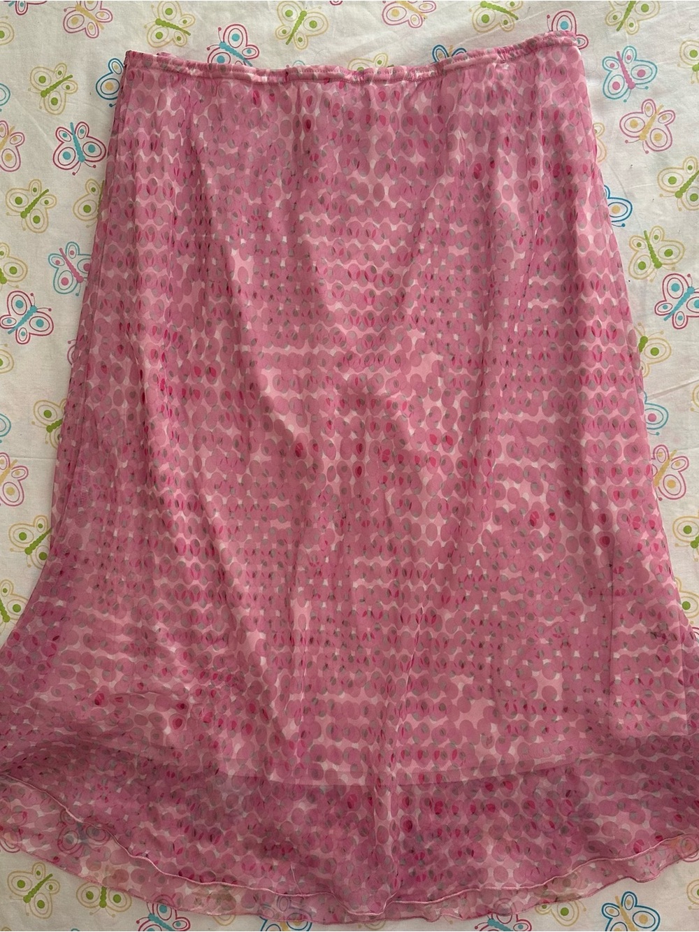 Vintage Wrapper Pink White & Olive Green Polka Dot Skirt